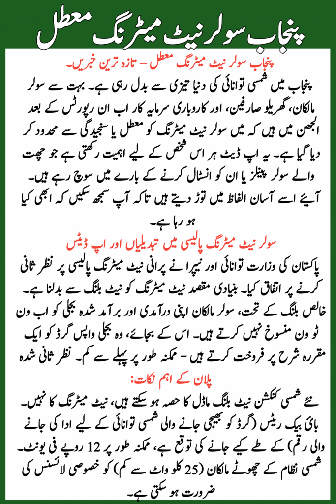 Punjab Solar Net Metering Suspended 